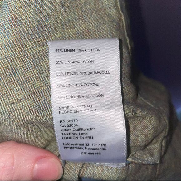 Urban Outfitters M Green Midi Dress Linen Tiered Boho Prairie Peasant Coastal - Picture 5 of 8